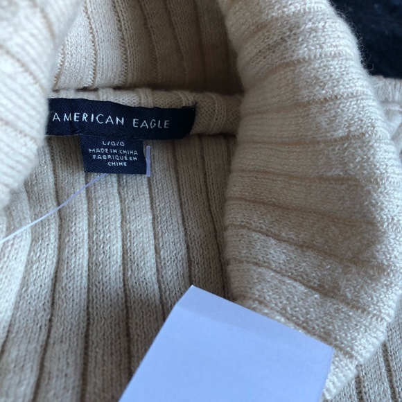 SOLD! AE Oatmeal Beige Ribbed Cropped Turtleneck - Picture 5 of 7